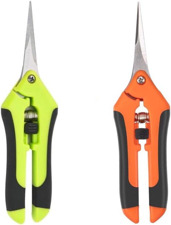 2-delige kleine snoeischaren - loppers - bonsai-schaar - boomscharen - oogschaar - bloemen-scharen - snoeischaren voor takken - bloemen - rozen - fruit - planten - bonsai gebogen + recht van Memosa