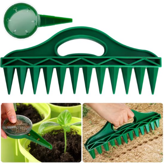 2-delige set - Handmatige Zaaimachine – Zaaien + Grondboren - Efficiënt, Nauwkeurig en Gebruiksvriendelijk van Merkloos	