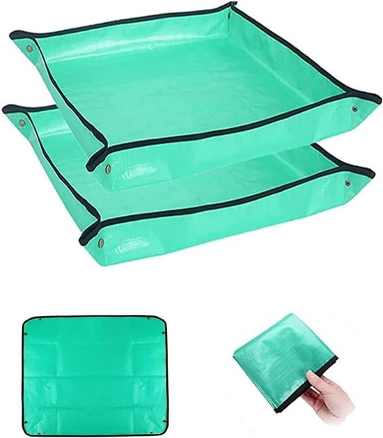 2-delige set verpotmatten - Verpotmatten - 68 cm x 68 cm - Waterdichte matten - Geschikt voor het verpotten van planten Waterdichte verplantmatten, draagbare tuinbouwgrondverversingsmatten Vierkante en opvouwbare tuinmatten van Merkloos	