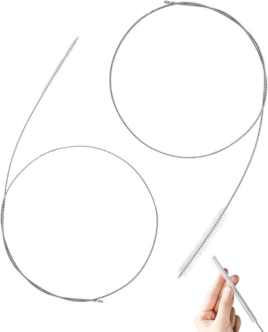 2-delige set, wit, 100 cm lang, flexibel en eenvoudig te hanteren, extra lange uitvoering, geschikt voor rietjes, slangen, flessen en koelkastafvoerslangen.