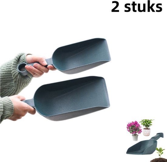 2-delige tuinschep - Verdikte plastic bloemschep - Vierkante opening - Zaai- en verplantgereedschap - Geschikt voor de tuin - Groot + Klein - Donkergroen van Merkloos	