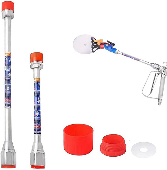 2-delige verlengstang voor airless spuitpistool – 12 inch en 7.8 inch verlengstangen – Geschikt voor 7/8 inch schroefdraad, ideaal voor verfspuiten en precisiewerk