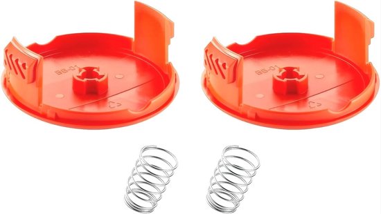 (2 doppen + 2 veren) Vervangende spoeldoppen Geschikt voor Black Decker RC-100-P grasmaaiers