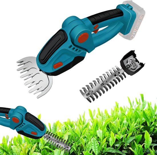 2-in-1 draadloze heggenschaar en grasschaar voor Makita 18V accu, handheld struikmaaier, grasmaaier, heggenschaar met lange korte messen voor tuin, struik, tuin, gazon trimmen
