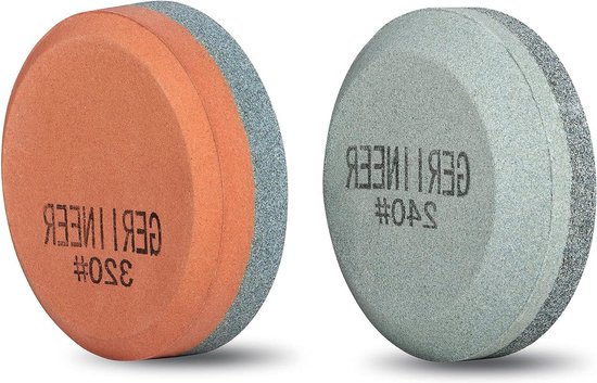 2-in-1 dubbelzijdige slijpsteen voor tuingereedschap keukenmessen - slijpsteen voor bijl schaar assen - 2 stuks. van Tivoly