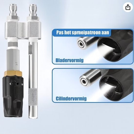 2-in-1 hogedrukreiniger tool versie KW, Cleaningshop Injector in versie KW. M5 gedraaid sproeimondstuk, lange reikwijdte alsook brede applicatie voor hogedrukreiniger. Ideaal voor softwash - Twist - Dual sprayer - Hogedruk van Merkloos	