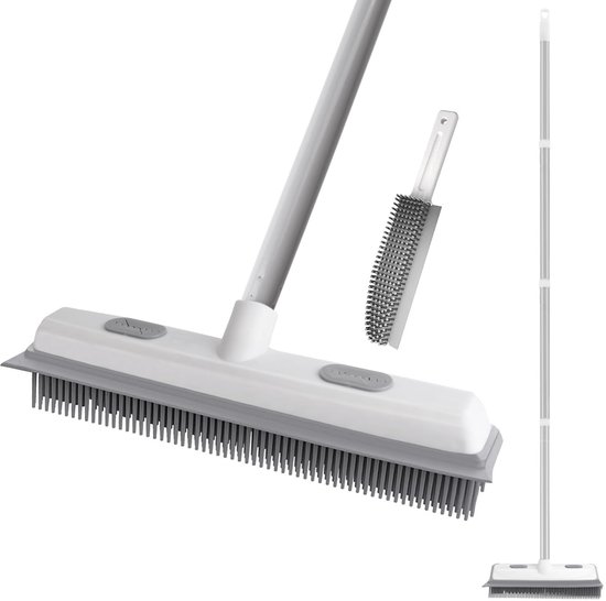 2 in 1 Huisdier Ontharing Rubber Bezem - Geschikt voor Vloeren en Tapijten - Verstelbaar van Merkloos	