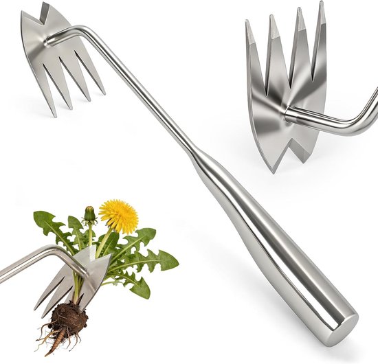 2-in-1 onkruidverdelger met lange steel, onkruidhark en tuinhak, efficiënte onkruidverwijdering, tuingereedschap (34,5 cm)
