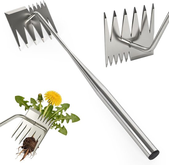 2-in-1 onkruidverdelger met lange steel, onkruidhark en tuinhak, efficiënte onkruidverwijdering, tuingereedschap (45 cm)