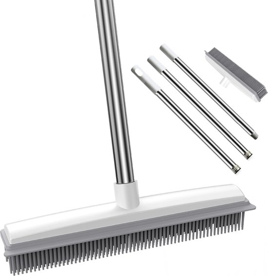 2 in 1 Rubberen Bezem voor Binnen en Buiten - Perfect voor Tapijt - Vloertrekker - Gemakkelijk Huisdierhaar Verwijderen - Veger van Unger
