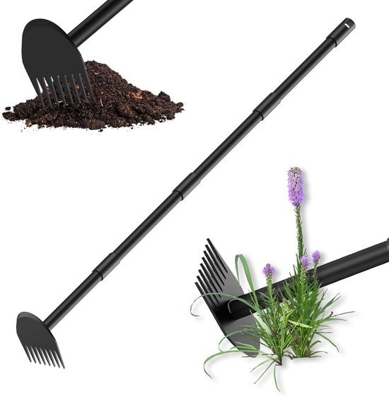 2-in-1 schoffel met verstelbare steel 37-150 cm - stevige metalen tuinschop voor graven, wieden en losmaken van de grond