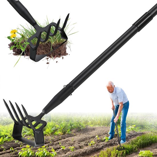 2-in-1 Stijgbeugelschoffel en Cultivator voor Effectief Onkruid Wieden en Grondbewerking
