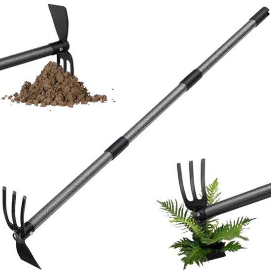 2-in-1 tuingereedschap voor effectief onkruid wieden - 114 cm lange steel en zware onkruidhark voor tuin en bloembedden van Spear & Jackson