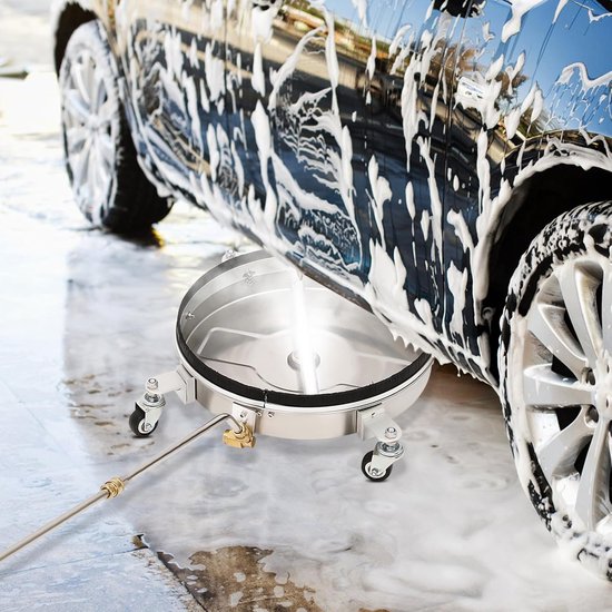 2-in-1 waterbezem voor onder de auto, oppervlaktereiniger, met 84 cm lange stang, 2 sproeiers