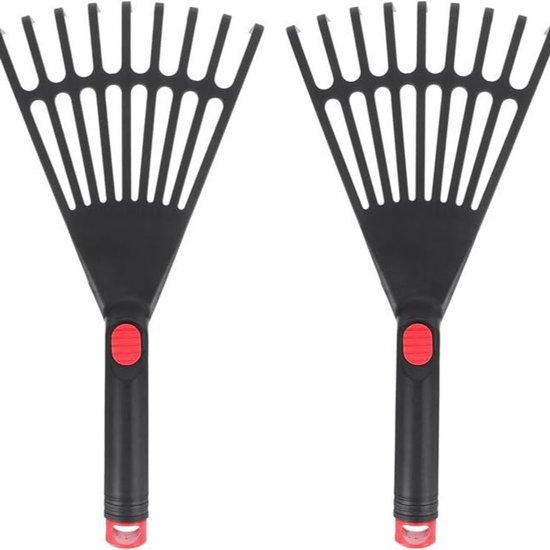 2 kleine tuinharken, handzame bladharken met ophanggaten van Talen Tools