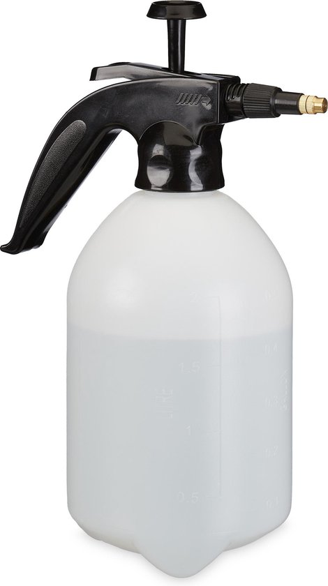 2 liter verstelbare sproeikop voor water en onkruidbestrijdingsmiddelen - plantenspuit met drukspuit - wit/zwart
