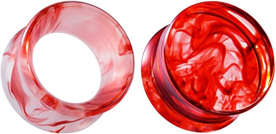 2 paar bijpassende set meters voor oren vlees tunnels kits pluggen oorbellen rood acryl oorexpander brancards piercing