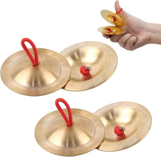 2 paar finger cymbals - finger cymbal instrumenten - koper finger cymbals voor muzikale instrumenten - buikdansen en ritme maker voor dansers op feesten van Merkloos	
