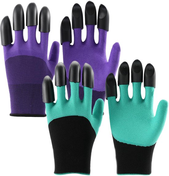 2 paar tuinhandschoenen met klauwen - Hoogwaardige waterdichte werkhandschoenen voor in de tuin van Merkloos	