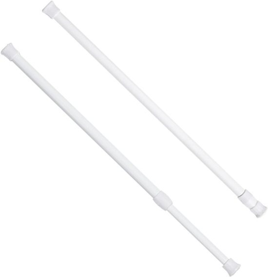 2-Pack 30-50cm Uittrekbare Telescopische Gordijnroedes, Geen Boren, Verstelbare Douchesysteem voor Badkamer, Keuken en Kasten - Eenvoudige Installatie Zonder Gereedschap