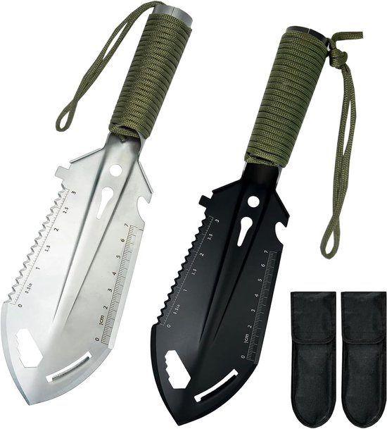 2-Pack 9-in-1 Mini Survival Schoffel - Ultra-Licht & Compact - Perfect voor Wandelen, Kamperen en Overlevingstoerisme van TROIKA
