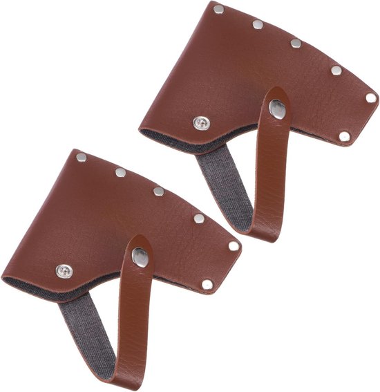 2-Pack Bijl Beschermhoes van Leer voor 1 lb Bijl, Dubbele Snap Hoes voor Buitenactiviteiten, Ideaal voor Hiking en Werk met Bijlblad Bescherming [Bruin]