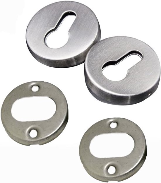 2-Pack Euro Rosette Cover, Stainless Steel Keyhole Cover Round Door Lock Protective Plate for Standard European Locks