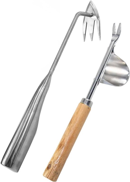 2-pack Weed Cutters with Handle for Manual Weed Hunting - Metal Garden Tools for Extracting and Removing Roots, Digging, Transplanting, and Weeding van Merkloos	