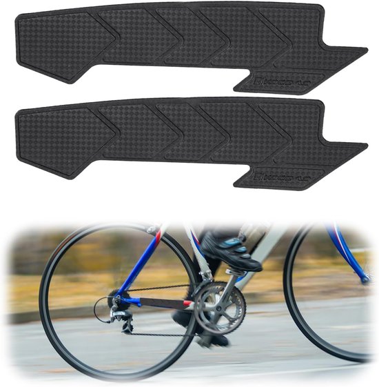 2-Pack Zwarte MTB Frame Bescherming Lichtgewicht Duurzaam Kettingbeschermer Antislip voor Mountainbike Wielrennen Touring Avontuurlijke Fiets van Merkloos	