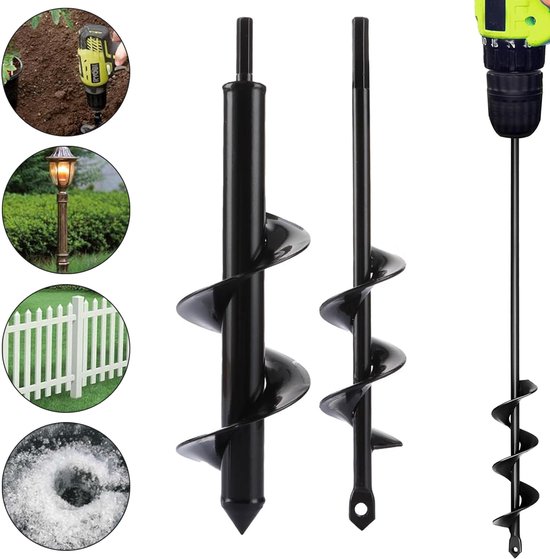 2 Palenboor - Tuinspiraalboor - Bloembollenplanter & Gatenboor - Tuinboor Voor Het Planten - Grondboor Voor Palen