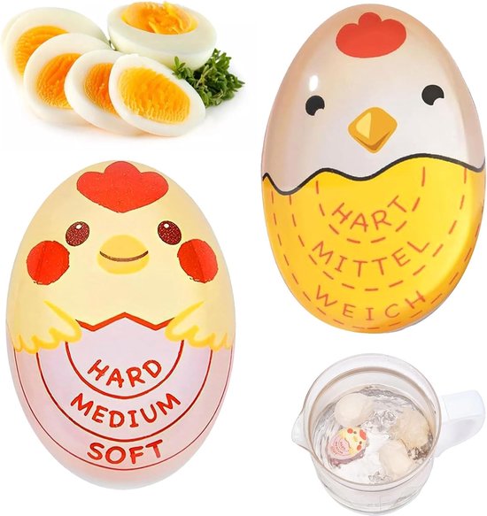 2 pieces eierwekker voor koken - hard/medium/soft - selectie van eierrijpingsgraad afhankelijk van temperatuur - timer voor gekookte eieren in water - moderne eierwekker van Merkloos	