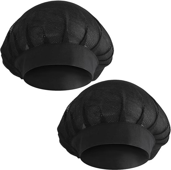 2 Pieces Kook Hoed - Verstelbare Herbruikbare Haar Net - Restaurant Mesh Dames Net Cap Zwart van Merkloos	