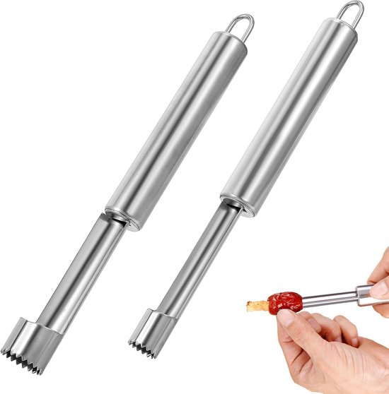 2 Pieces Professional Apple Pitter - Del Steel Kitchen Durable Apple Kernel Cooker - Cutter Core Housing Cutters for Apples - Pears - Other Fruit van Merkloos	