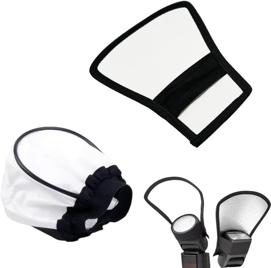 2 pieces silver flash diffuser met reflector - 2-in-1 universele stof mini softbox - fotografie accessoires van Merkloos	