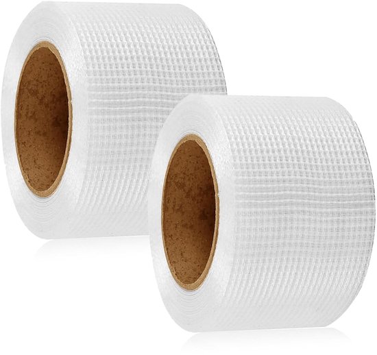 2 Rollen Glasvezelweefseltape - 5 cm x 30 m - Voegband - Glasvezelband - Vezelweefsel - Zware Reparatietape voor Naadpatches - Wandscheuren - Naadreparatie - Wit van Merkloos	