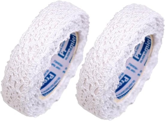 2 Rolls Lace Tape, Self Adhesive Cotton Lace Ribbon for DIY Crafts, Scrapbooking, Card Making, Gift Decoration (6ft Length, White) van Merkloos	