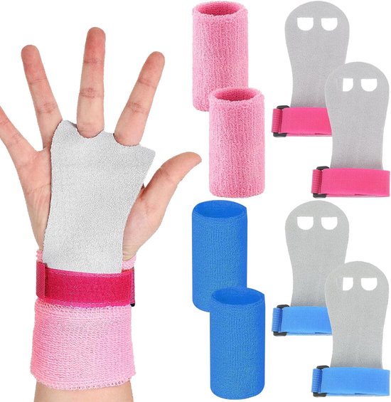 2 sets grippads voor kinderen - rekbanden - turnen - meisjes - rekhandschoenen - kinderen - pull-up grips - leren trainingshandschoenen van Beast Gear