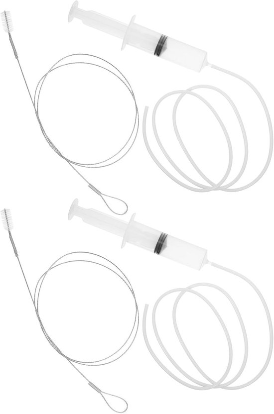 2 Sets Koelkast Afvoer Ontstopper Kit met Flexibele Borstel Buigbare Spuit Reiniging voor Fridge Drain Pipe Voorkomt Waterophoping Geurtjes Onderhoudsset