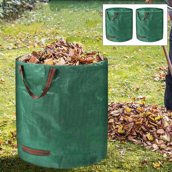 2 Stuk 272L Tuinafvalzak,Tuinzak,Bladzak,Tuinzakken, 150 g/m², Dubbele bodem,UV-bestendig, waterdicht,opvouwbaar, herbruikbaar, voor bladeren en groensnijden, tuinafval van Nukcsm