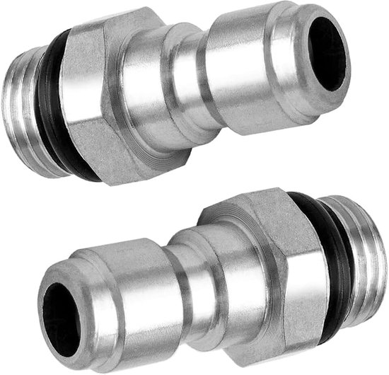 2 stuks buitendraad koppelingsstekker, hogedrukreiniger-adapter, snelkoppeling van roestvrij staal, accessoires, buitendraad snelle persluchtkoppeling, snelkoppeling, hogedrukreiniger-koppeling