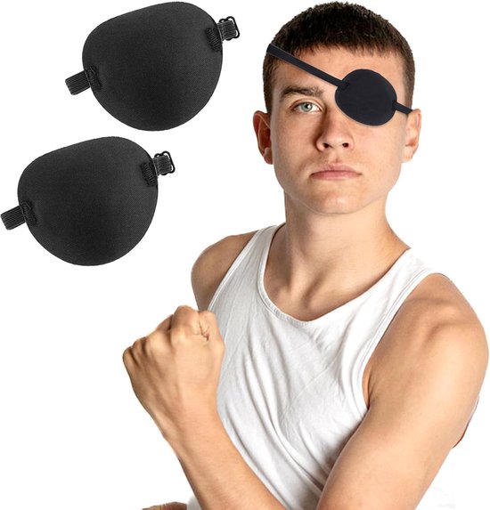 2 stuks enkele oogpatch voor linker- of rechterogen - zwarte oogpatches voor volwassenen en kinderen - verstelbare medische ooglapje - amblyopie luie oogpatches voor het verbeteren van de ooggezondheid (2) van Merkloos	