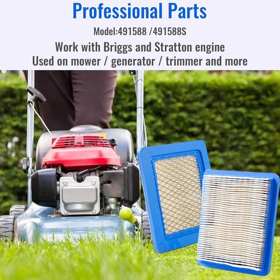 2 stuks Grasmaaier Luchtfilter (Maaier Luchtfilter Vervanging) - Geschikt voor Briggs Stratton, geschikt voor Grasmaaier en Tractoren. van OnderdeelVoorJou