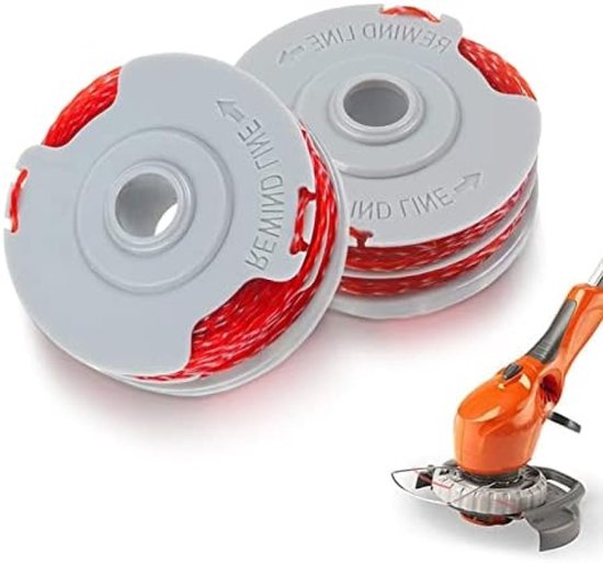 2 stuks grastrimmer spoel en lijn geschikt voor Flymo, standaard 1,5 mm grasmaaier vervangende spoel dubbele lijn autofeed grastrimmer draad string en Decker geschikt voor FLY021/513937190 Mini Trim Power Trim Contour