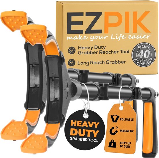 2 Stuks Grijpstok Verlengarm 100 cm voor Senioren met Magneetdraad van Merkloos	