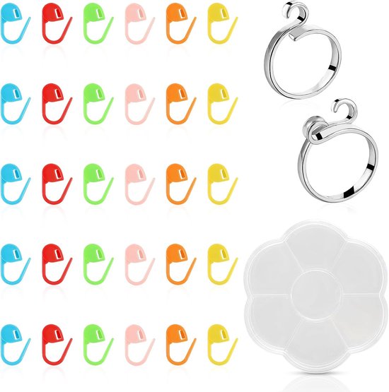 2 stuks haakringen, handgemaakte gebreide accessoires van metaal, verstelbare haaklus met 30 steekmarkeringen, cadeau voor mama, oma, naailiefhebbers, doe-het-zelvers van Merkloos	