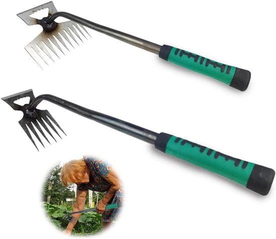 2 Stuks Handmatige Onkruidverwijderaar met Handvat, Tuin Gereedschap voor Efficiënte Onkruidbestrijding en Onderhoud van Gazons