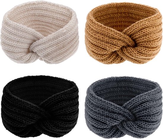 2 stuks hoofdband voor dames, winter, gebreide hoofdband voor dames, verdikt met fleece gevoerd, elastische warme haarband, hoofdband, oorwarmer voor vrouwen en meisjes, essentiële winterhoofdband van Hicarer