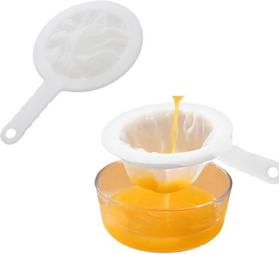 2 stuks keukenzeef kunststof 400 mesh - zeef keuken met 8 zelfklevende haken - keukenzeef fijn - extra fijnmazige zeef - fijn nylongaas voor het filteren van yoghurt - melkzuurwijn - honing