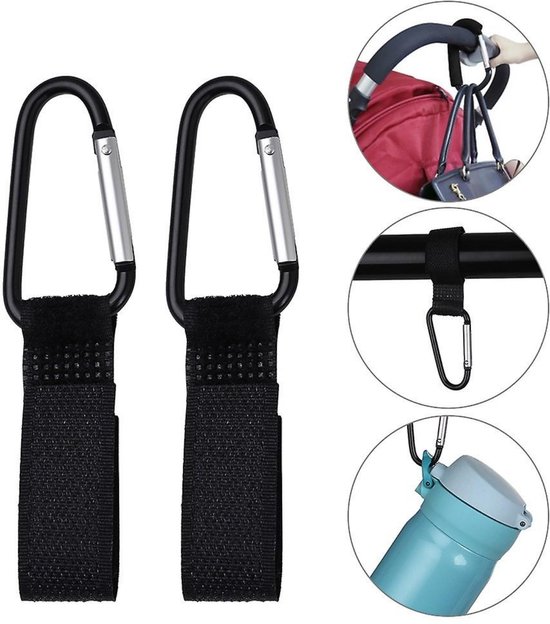 2 Stuks Kinderwagen Haken - Tassendrager - Kinderwagen tassenhaakjes - Tas Hanger - Kinderwagen Accessoires -Boodschappentas Clip - LOUZIR van LOUZIR