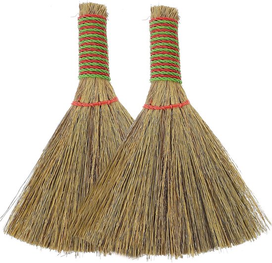 2 stuks Kleine handbezem - bureaubezem - bezem met zachte borstelharen - strobezem - 13*20.5cm - verwijdert gemakkelijk stof - geschikt voor het schoonmaken van keukens, kantoren, huizen, computers en auto's - Rood van Merkloos	